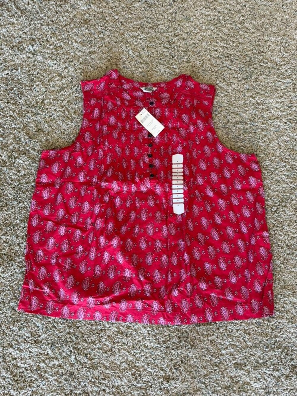 NWT Duluth Trading Co Artisan Hemp Pin Tuck Tank Top Red Sz XL